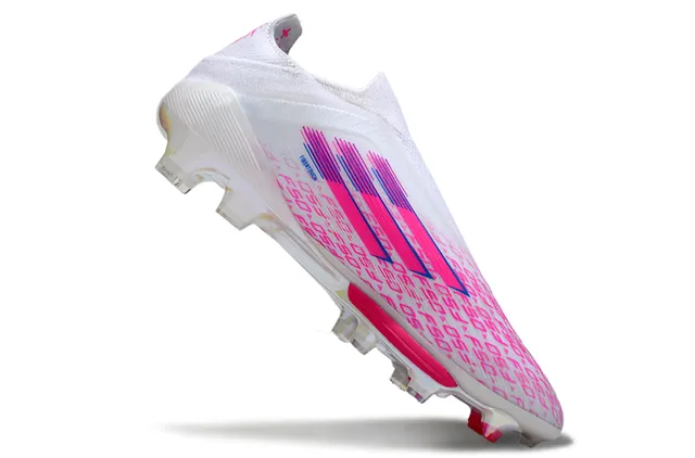 Adidas White Pink Low-Cut Sock-Fit Upper Translucent Molded Outsole Firm-Ground Soccer Shoes 2