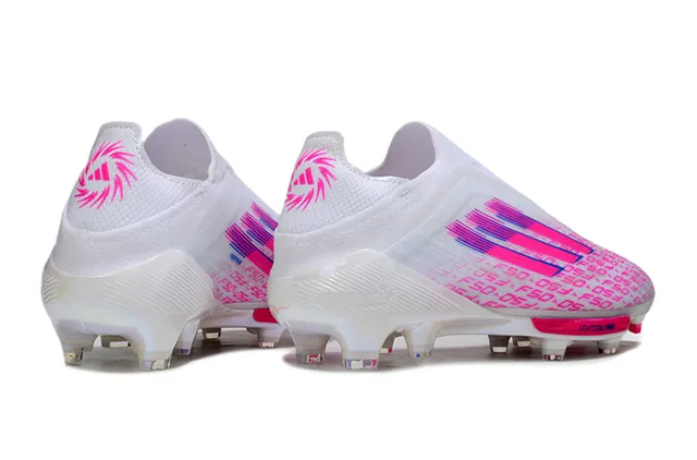 Adidas White Pink Low-Cut Sock-Fit Upper Translucent Molded Outsole Firm-Ground Soccer Shoes 5