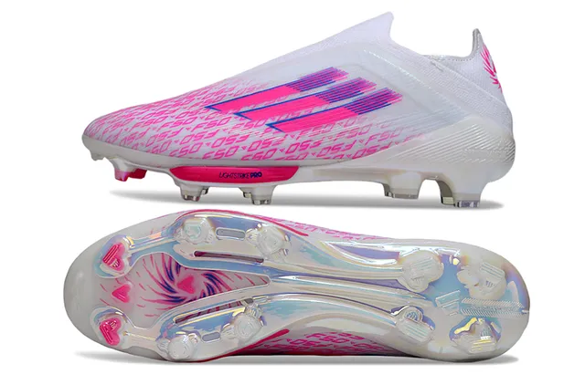 Adidas White Pink Low-Cut Sock-Fit Upper Translucent Molded Outsole Firm-Ground Soccer Shoes 6