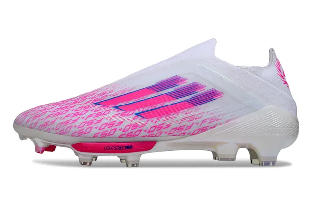 Adidas White Pink Low-Cut Sock-Fit Upper Translucent Molded Outsole Firm-Ground Soccer Shoes 7