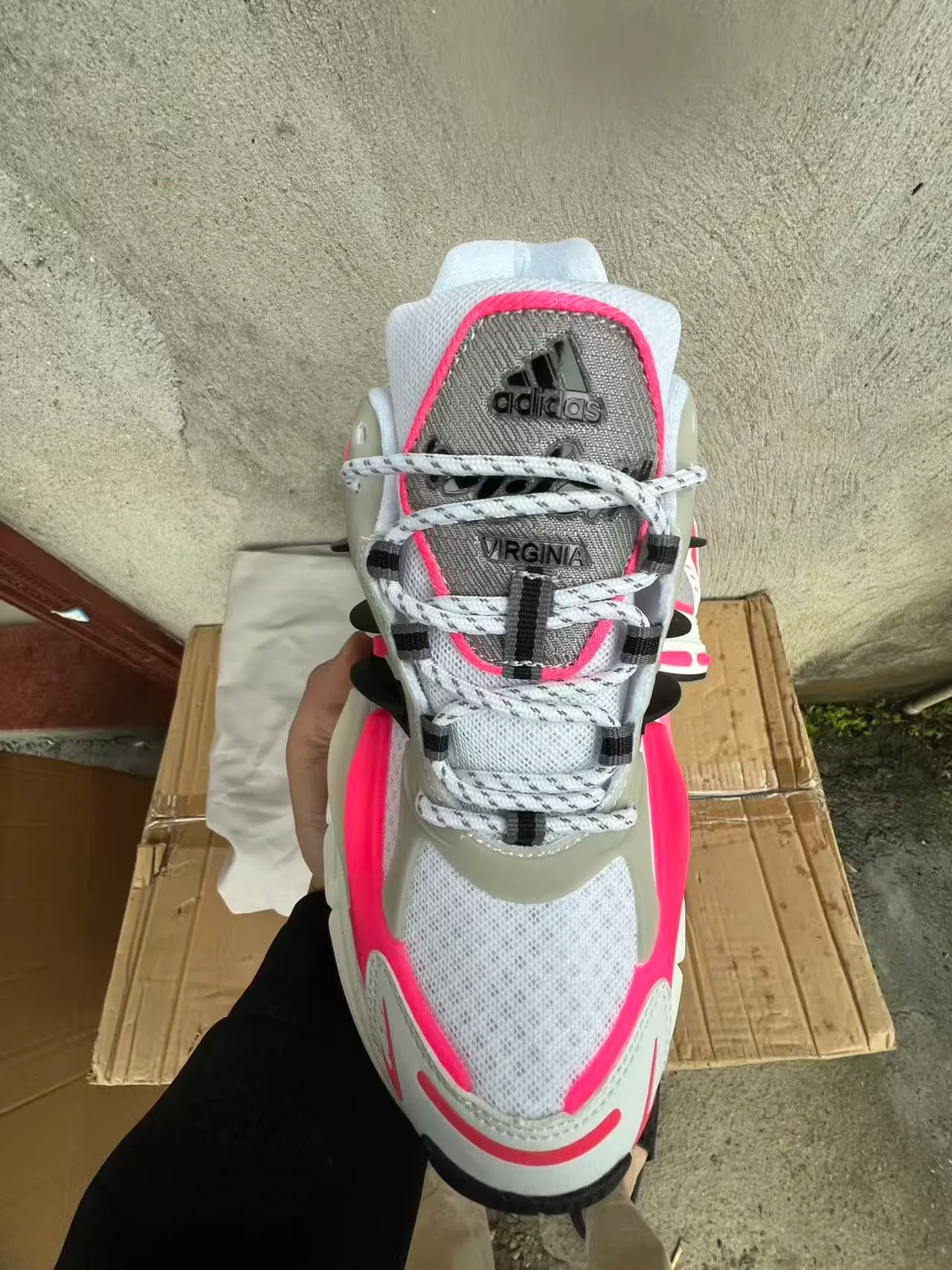 Adidas White Pink Platform Sole Translucent Cage Structure Chunky Sneakers 3