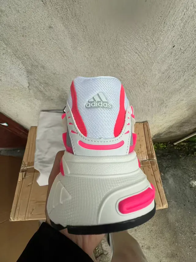 Adidas White Pink Platform Sole Translucent Cage Structure Chunky Sneakers 7