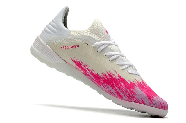 Adidas Blanc Rose Tissu tricoté côtelé Supérieur Semelle hexagonale Chaussures de football turf 2