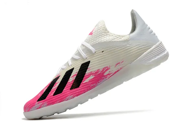 Adidas Blanc Rose Tissu tricoté côtelé Supérieur Semelle hexagonale Chaussures de football turf 3