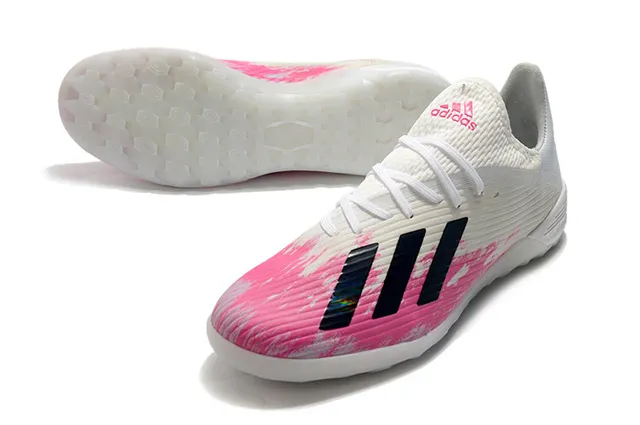 Adidas Blanc Rose Tissu tricoté côtelé Supérieur Semelle hexagonale Chaussures de football turf 4