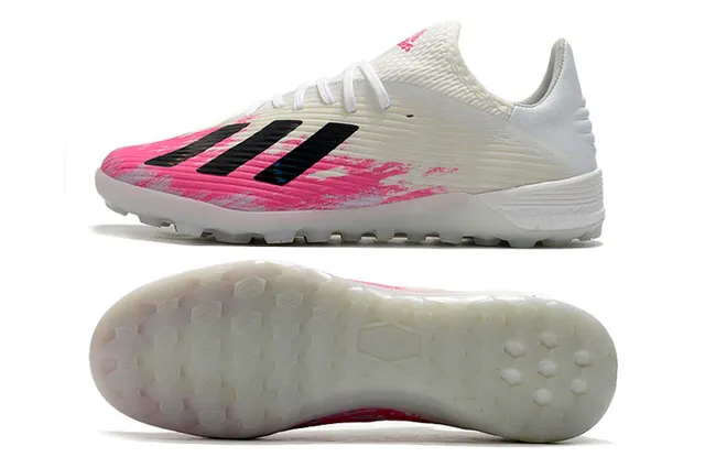 Adidas Blanc Rose Tissu tricoté côtelé Supérieur Semelle hexagonale Chaussures de football turf 6