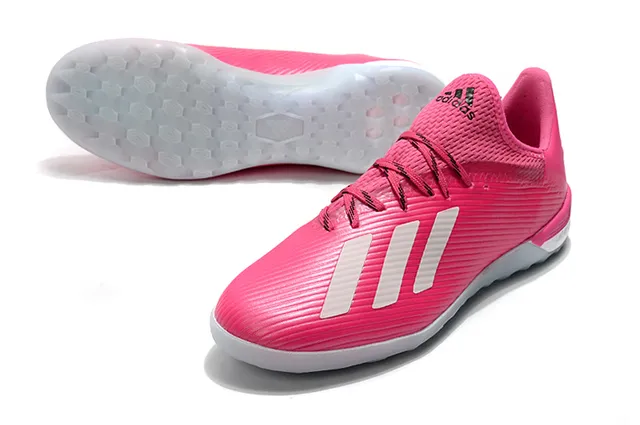 Adidas Blanc Rose Tissu tricoté côtelé Supérieur Semelle hexagonale Chaussures de football turf 10