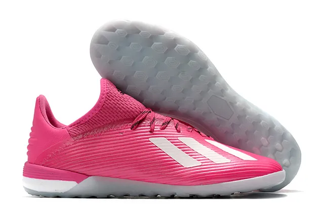 Adidas Blanc Rose Tissu tricoté côtelé Supérieur Semelle hexagonale Chaussures de football turf 12
