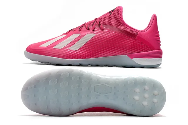Adidas Blanc Rose Tissu tricoté côtelé Supérieur Semelle hexagonale Chaussures de football turf 13
