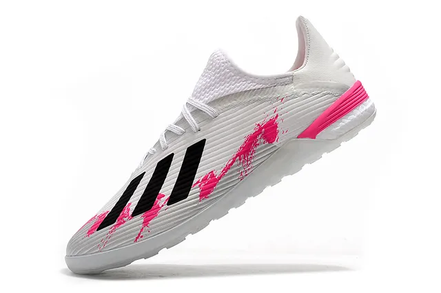 Adidas Blanc Rose Tissu tricoté côtelé Supérieur Semelle hexagonale Chaussures de football turf 20