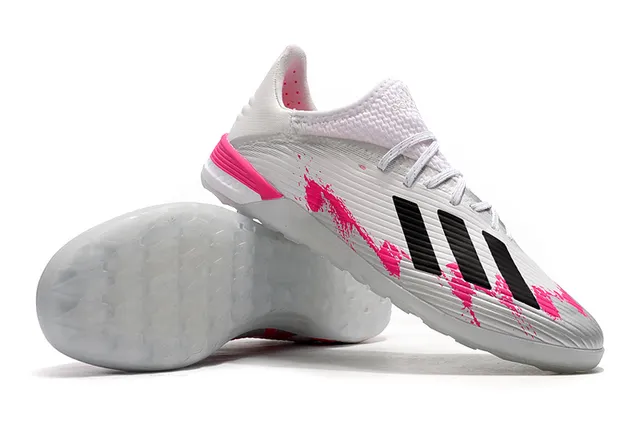 Adidas Blanc Rose Tissu tricoté côtelé Supérieur Semelle hexagonale Chaussures de football turf 22