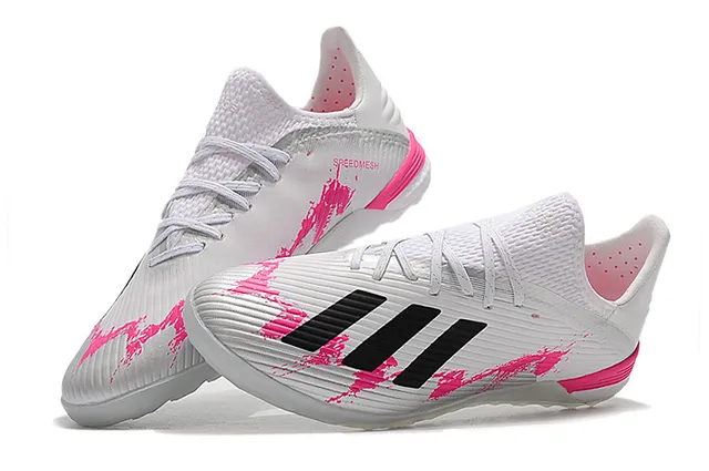 Adidas Blanc Rose Tissu tricoté côtelé Supérieur Semelle hexagonale Chaussures de football turf 24