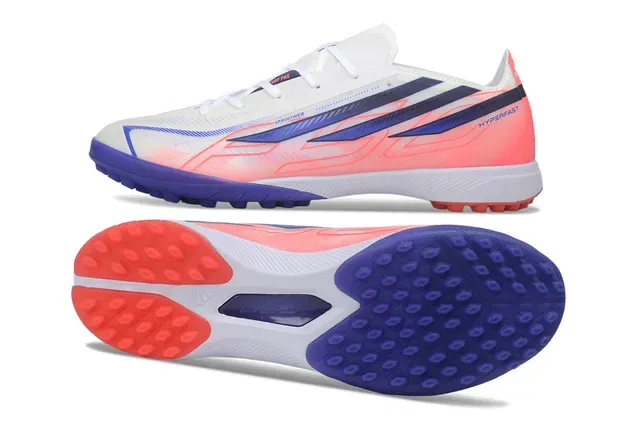 Adidas Chaussures de football turf blanches et violettes à l'empeigne synthétique low-cut avec overlay en dégradé 6