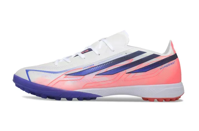 Adidas Chaussures de football turf blanches et violettes à l'empeigne synthétique low-cut avec overlay en dégradé 7