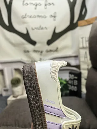 Adidas White Purple Low-Top Leather-Textile Upper Lifestyle Sneakers 3