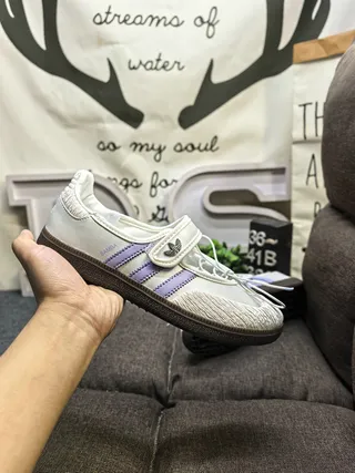 Adidas White Purple Low-Top Leather-Textile Upper Lifestyle Sneakers 5
