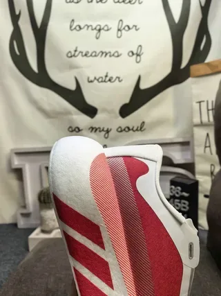 Adidas White Red Laceless Slip-On Sculpted Boost Midsole Lifestyle Sneakers 3