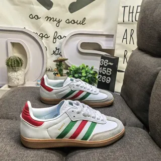 Adidas White Red Low-Top Leather-Suede Upper Lifestyle Sneakers