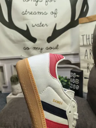 Adidas White Red Low-Top Leather-Suede Upper Lifestyle Sneakers 3