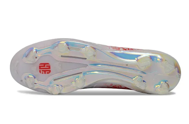 Adidas Chaussures de Football Blancs et Rouges avec Upper Synthétique, Graphique Line-Art Rose, Firm-Ground 6