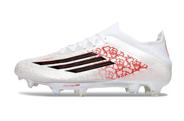 Adidas Chaussures de Football Blancs et Rouges avec Upper Synthétique, Graphique Line-Art Rose, Firm-Ground 8