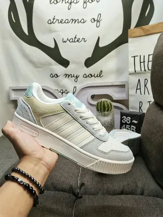 Adidas White Yellow Low-Top Suede-Leather Mix Lifestyle Sneakers 15