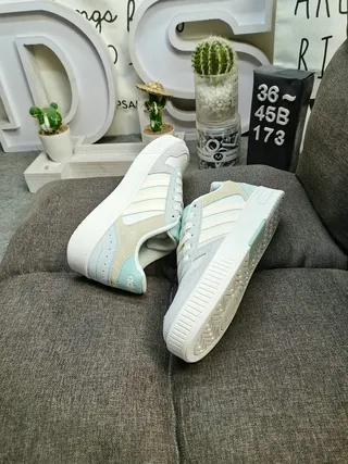 Adidas White Yellow Low-Top Suede-Leather Mix Lifestyle Sneakers 16