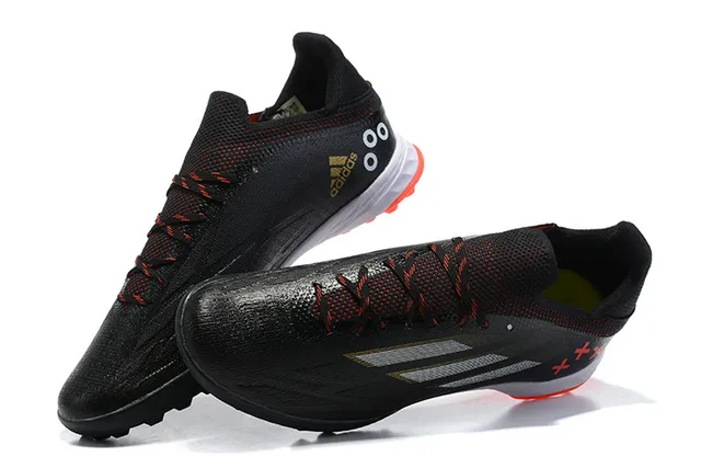 Adidas X Preto Laranja Upper texturizado sintético Sobreposição de três listras metálicas Sapatos de futebol para grama artificial 2