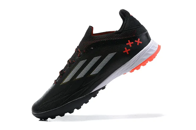 Adidas X Preto Laranja Upper texturizado sintético Sobreposição de três listras metálicas Sapatos de futebol para grama artificial 4