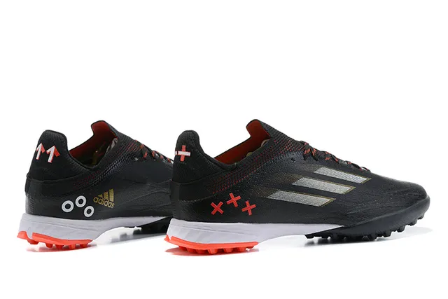 Adidas X Preto Laranja Upper texturizado sintético Sobreposição de três listras metálicas Sapatos de futebol para grama artificial 5