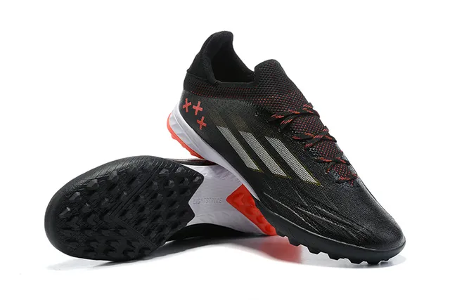 Adidas X Preto Laranja Upper texturizado sintético Sobreposição de três listras metálicas Sapatos de futebol para grama artificial 6