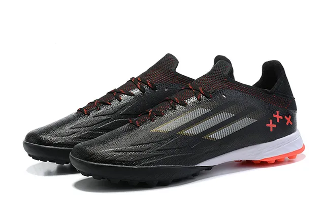 Adidas X Preto Laranja Upper texturizado sintético Sobreposição de três listras metálicas Sapatos de futebol para grama artificial 8