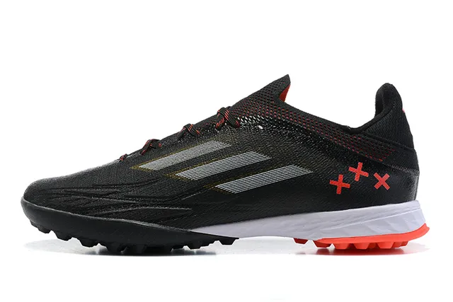 Adidas X Preto Laranja Upper texturizado sintético Sobreposição de três listras metálicas Sapatos de futebol para grama artificial 10