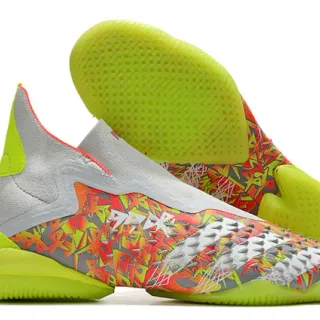 Adidas X 多彩绿色 无鞋带 袜套式上部 非对称笼式覆盖 室内足球鞋