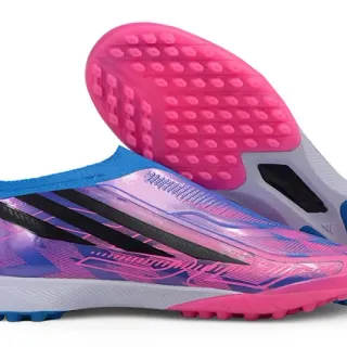 Adidas X Zapatillas de fútbol de césped con upper de ajuste sock-fit en rosa púrpura con superposición de degradado iridiscente