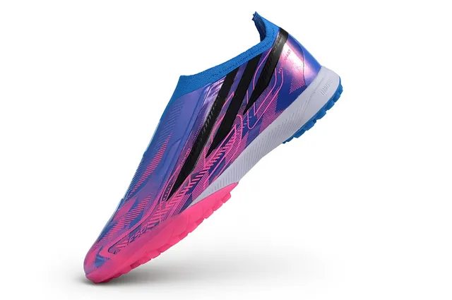 Adidas X Sapatos de futebol de grama com upper sock-fit rosa roxo com overlay de degradê iridescente 12