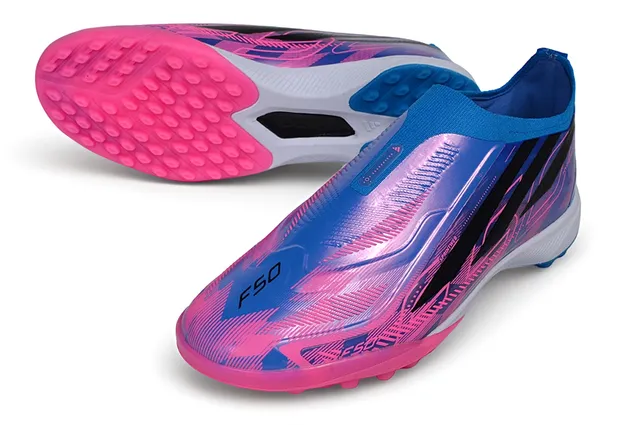 Adidas X Sapatos de futebol de grama com upper sock-fit rosa roxo com overlay de degradê iridescente 14