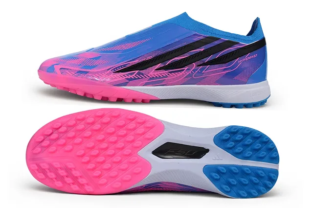 Adidas X Sapatos de futebol de grama com upper sock-fit rosa roxo com overlay de degradê iridescente 16