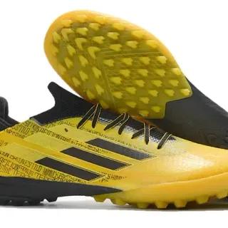 Adidas X Yellow Black Low-Cut Text-Printed Upper Turf Soccer Shoes