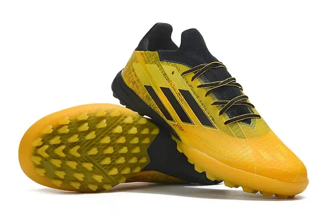 Adidas X أصفر أسود منخفض القطع مطبوع بالنص العلوي أحذية كرة القدم للعشب 3