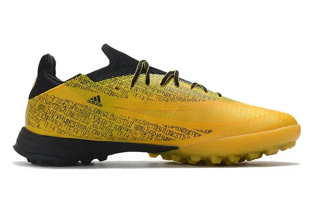 Adidas X أصفر أسود منخفض القطع مطبوع بالنص العلوي أحذية كرة القدم للعشب 7