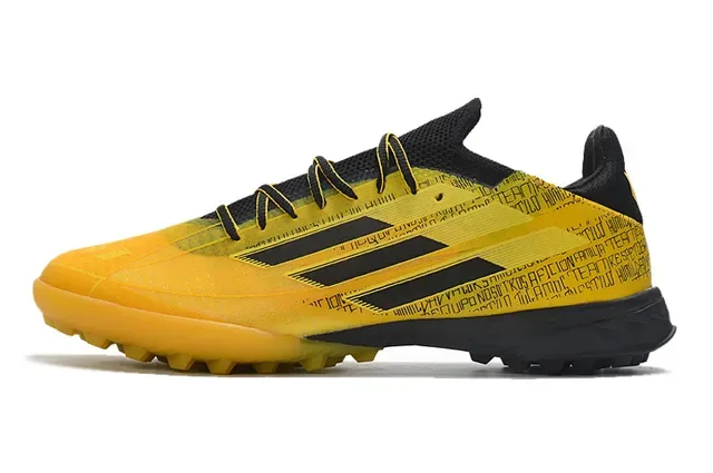 Adidas X أصفر أسود منخفض القطع مطبوع بالنص العلوي أحذية كرة القدم للعشب 8