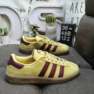 Adidas Yellow Burgundy Suede Upper Side Panel Lifestyle Sneakers
