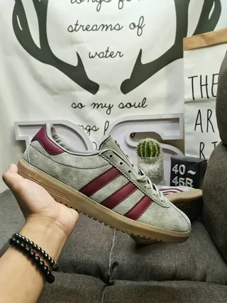 Adidas Yellow Burgundy Suede Upper Side Panel Lifestyle Sneakers 5