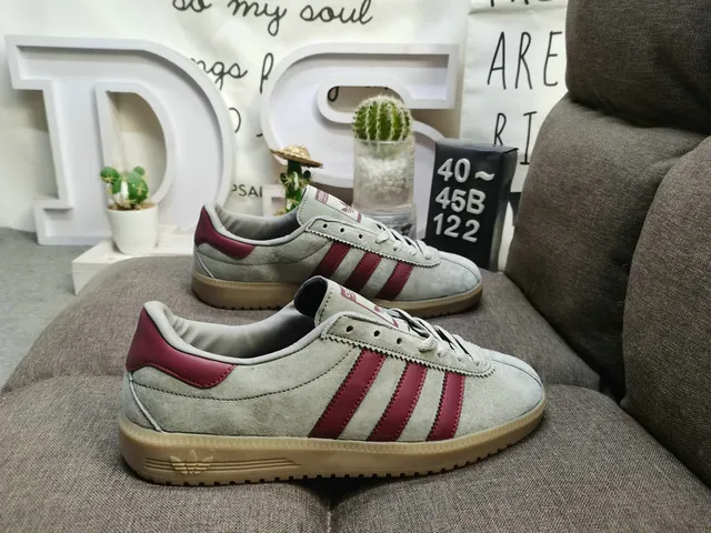 Adidas Yellow Burgundy Suede Upper Side Panel Lifestyle Sneakers 11