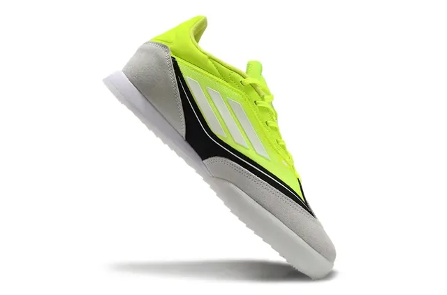 Adidas Yellow Gray Low-Top Synthetic Textile Upper Indoor Soccer Shoes 2