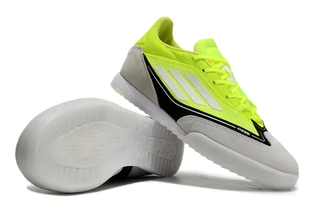 Adidas Yellow Gray Low-Top Synthetic Textile Upper Indoor Soccer Shoes 5