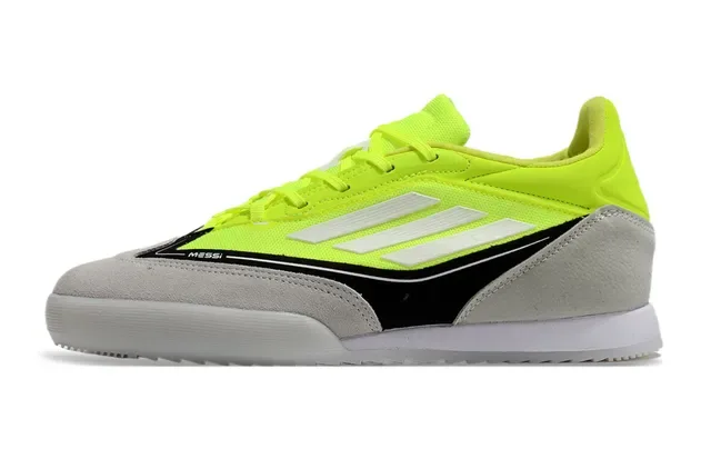 Adidas Yellow Gray Low-Top Synthetic Textile Upper Indoor Soccer Shoes 6