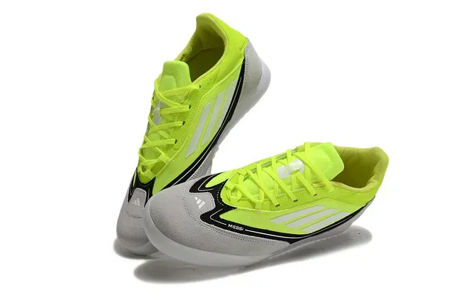 Adidas Yellow Gray Low-Top Synthetic Textile Upper Indoor Soccer Shoes 7