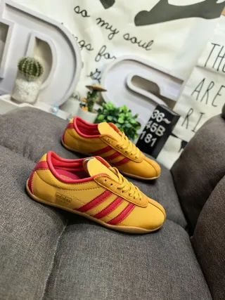 Adidas Yellow Red Low-Top Suede Upper Lifestyle Sneakers 9